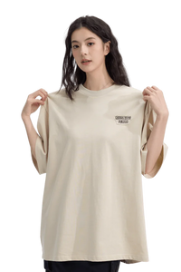 Dangerous People Back Patch Logo Tee in Soft Beige Cotton - ShaLaoBan