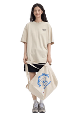Dangerous People Back Patch Logo Tee in Soft Beige Cotton - ShaLaoBan