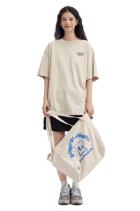 Dangerous People Back Patch Logo Tee in Soft Beige Cotton - ShaLaoBan