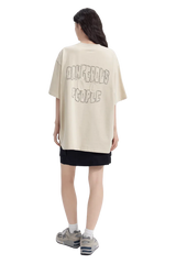 Dangerous People Back Patch Logo Tee in Soft Beige Cotton - ShaLaoBan