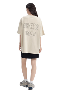 Dangerous People Back Patch Logo Tee in Soft Beige Cotton - ShaLaoBan