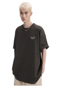 Dangerous People Back Patch Logo Tee in Soft Beige Cotton - ShaLaoBan