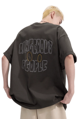 Dangerous People Back Patch Logo Tee in Soft Beige Cotton - ShaLaoBan