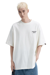 Dangerous People Back Patch Logo Tee in Soft Beige Cotton - ShaLaoBan