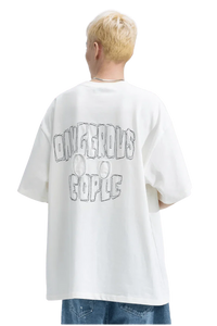 Dangerous People Back Patch Logo Tee in Soft Beige Cotton - ShaLaoBan