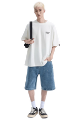 Dangerous People Back Patch Logo Tee in Soft Beige Cotton - ShaLaoBan