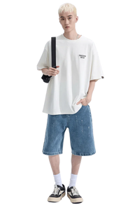 Dangerous People Back Patch Logo Tee in Soft Beige Cotton - ShaLaoBan