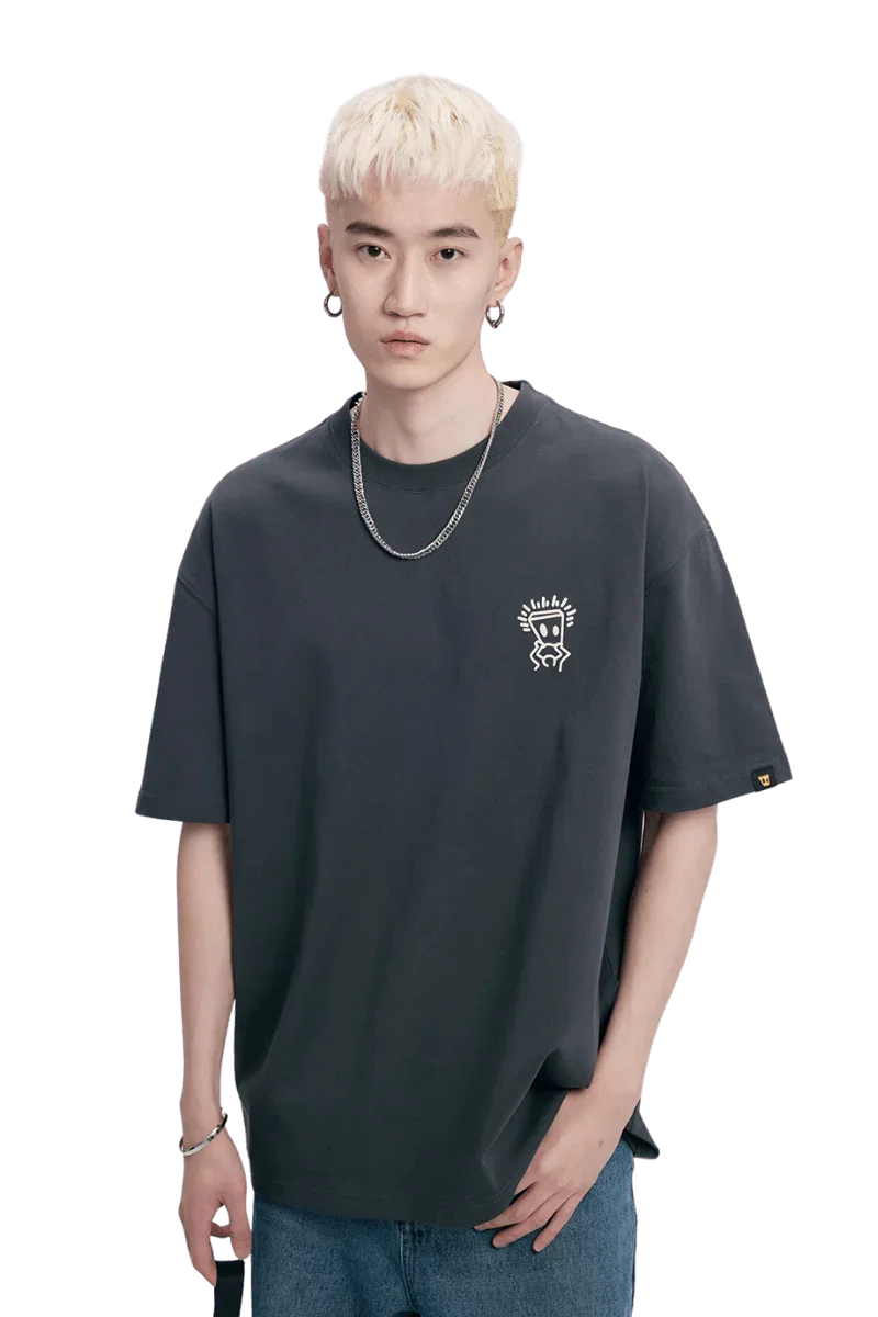 Dangerous People Minimalist Cotton Tee with Graphic Print - ShaLaoBan