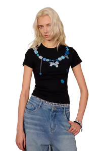 IDontSmoke Beaded Necklace Print Ladies Tee