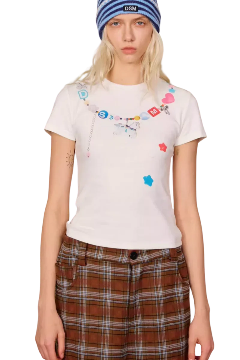 IDontSmoke Beaded Necklace Print Ladies Tee