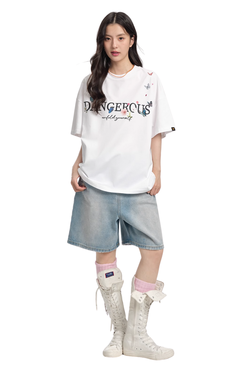 Dangerous People Butterfly Embroidery Tee