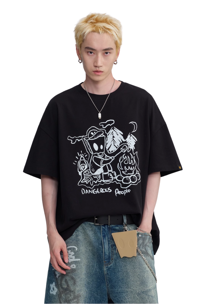 Dangerous People Camping Paper Bag Man Tee