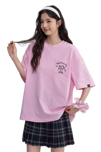 Dangerous People Cat Embroidery Pocket Tee