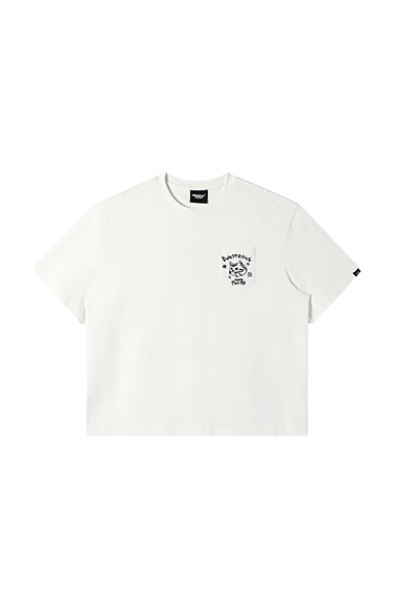 Dangerous People Cat Embroidery Pocket Tee