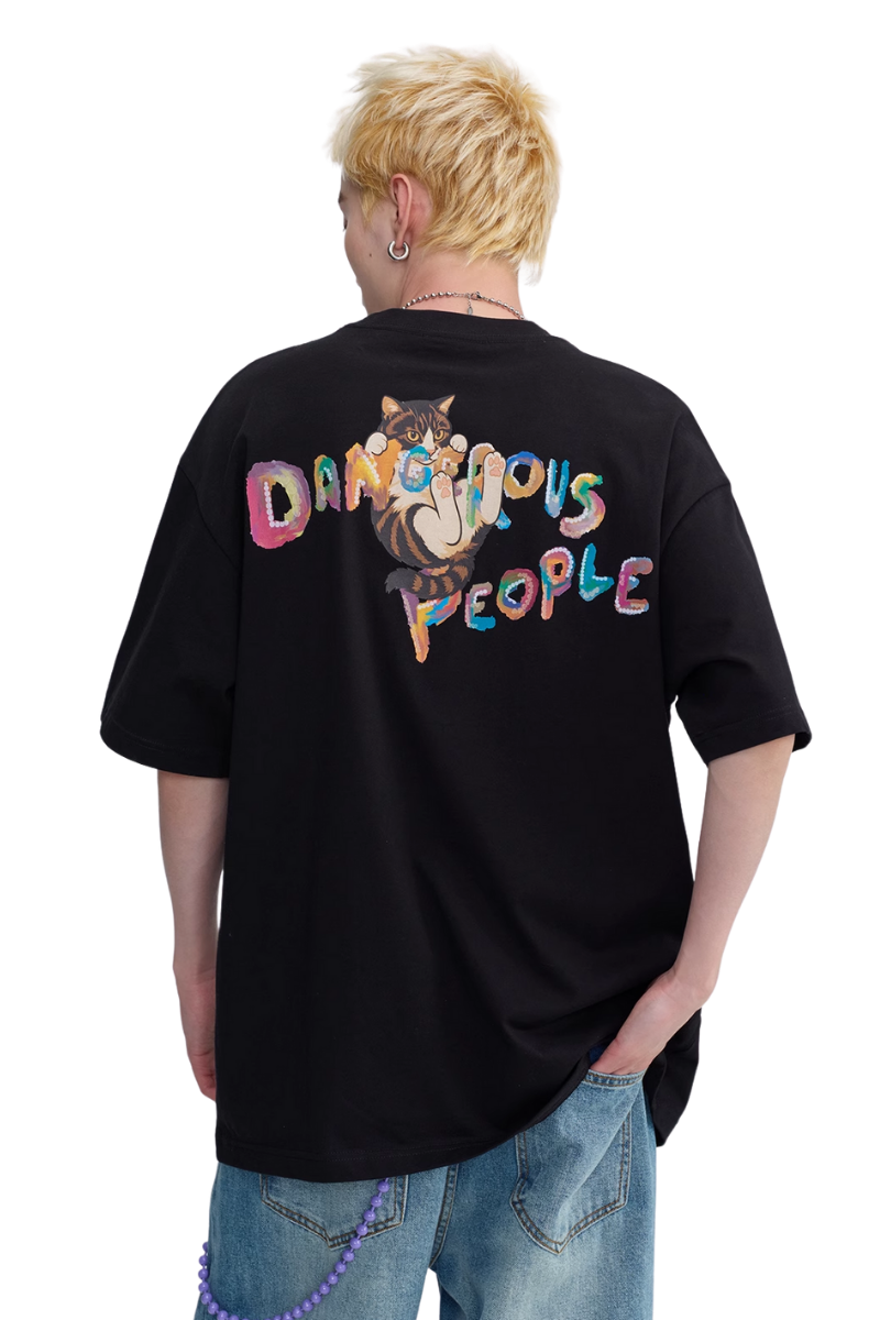 Dangerous People Child-Like Cat Print Tee
