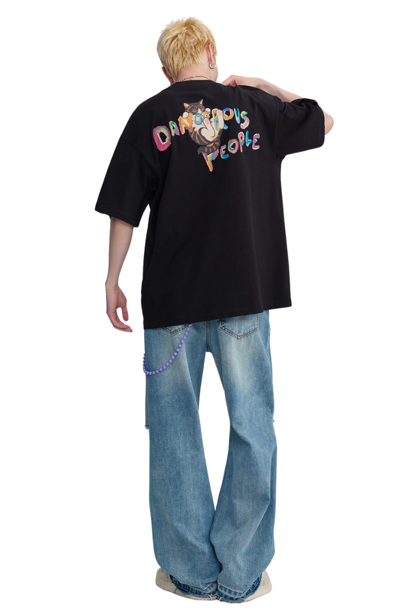 Dangerous People Child-Like Cat Print Tee