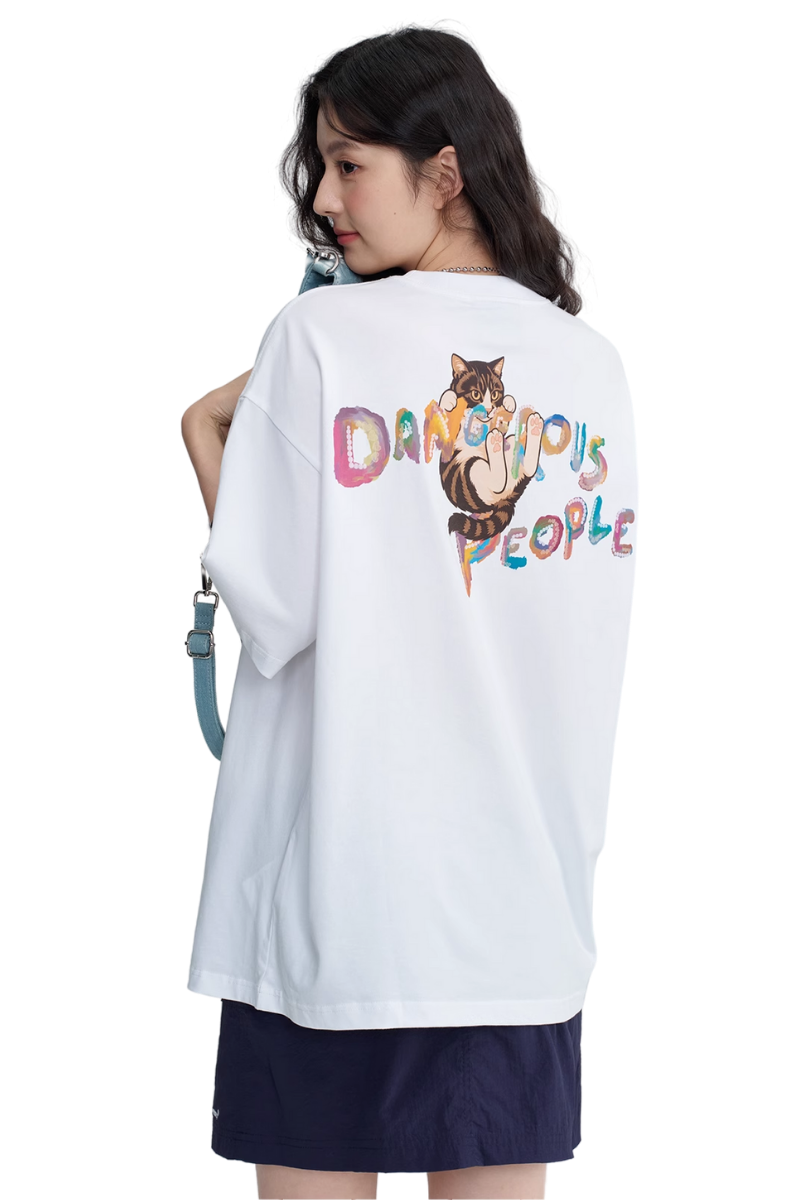 Dangerous People Child-Like Cat Print Tee