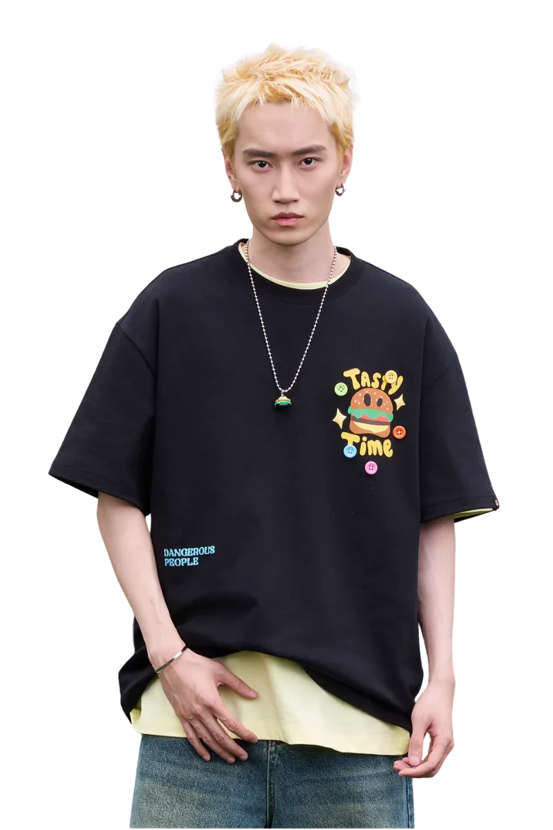 Dangerous People Colourful Button Hamburger Tee