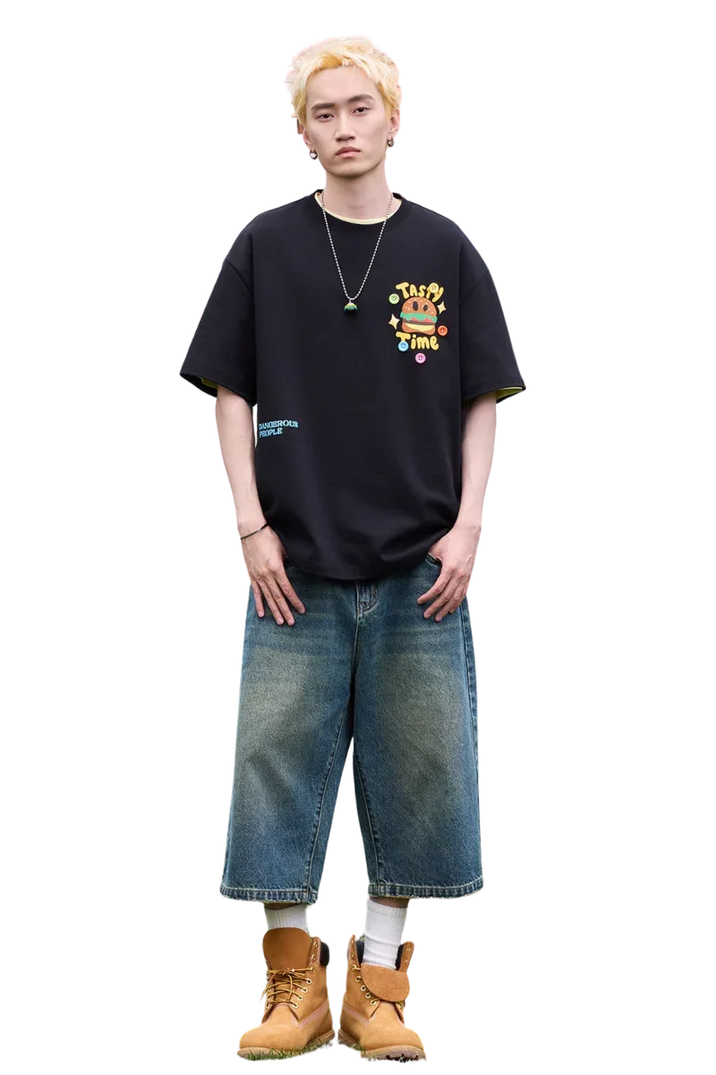 Dangerous People Colourful Button Hamburger Tee