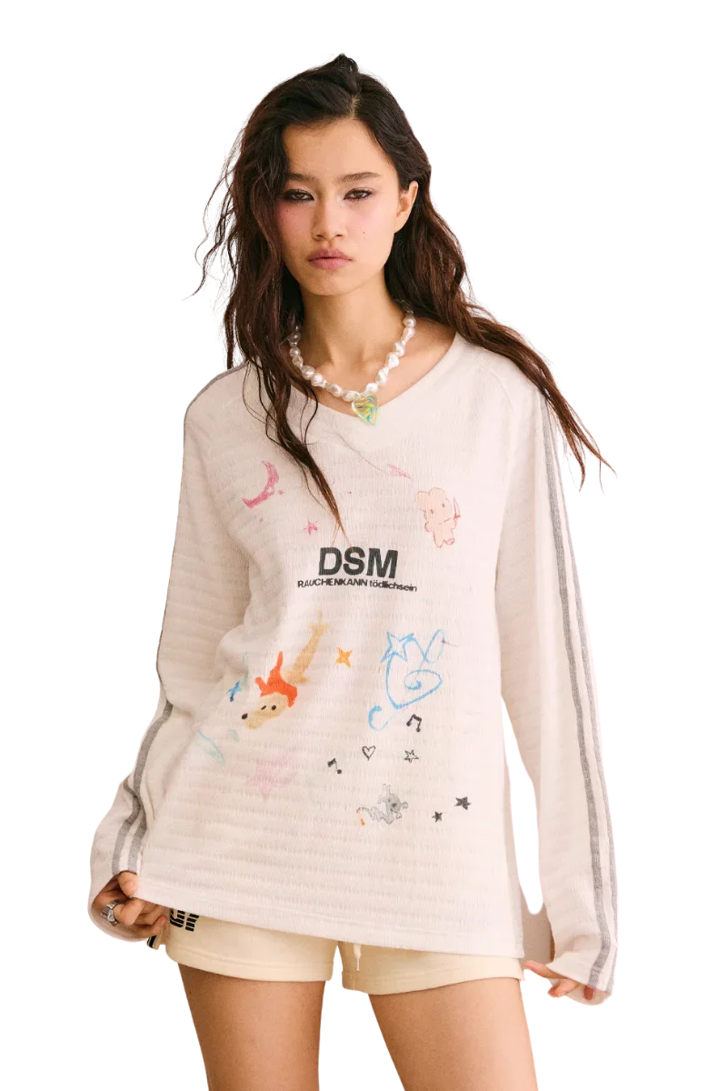 IDontSmoke Crayon Puppy Graffiti Long Sleeve Tee