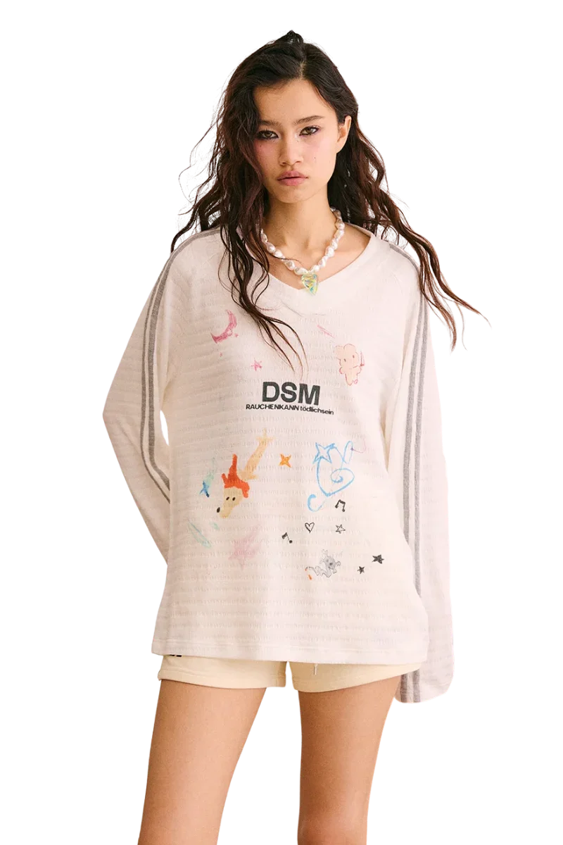 IDontSmoke Crayon Puppy Graffiti Long Sleeve Tee
