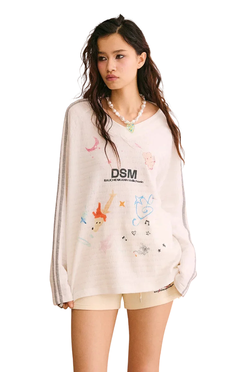 IDontSmoke Crayon Puppy Graffiti Long Sleeve Tee