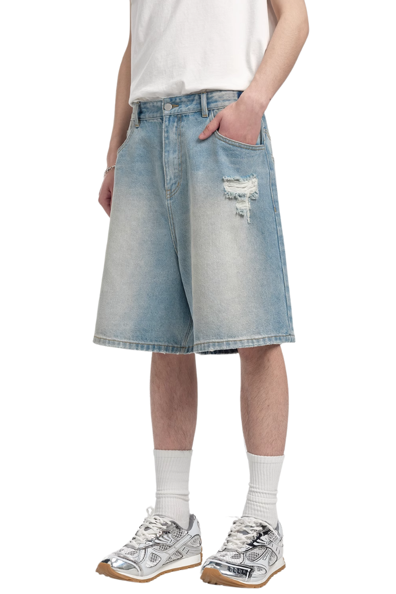 Dangerous People Distressed Ripped Denim Shorts