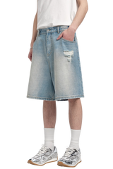 Dangerous People Distressed Ripped Denim Shorts
