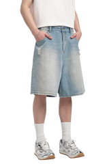 Dangerous People Distressed Ripped Denim Shorts