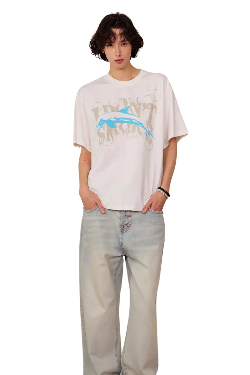 IDontSmoke Dolphin Vintage Print Tee