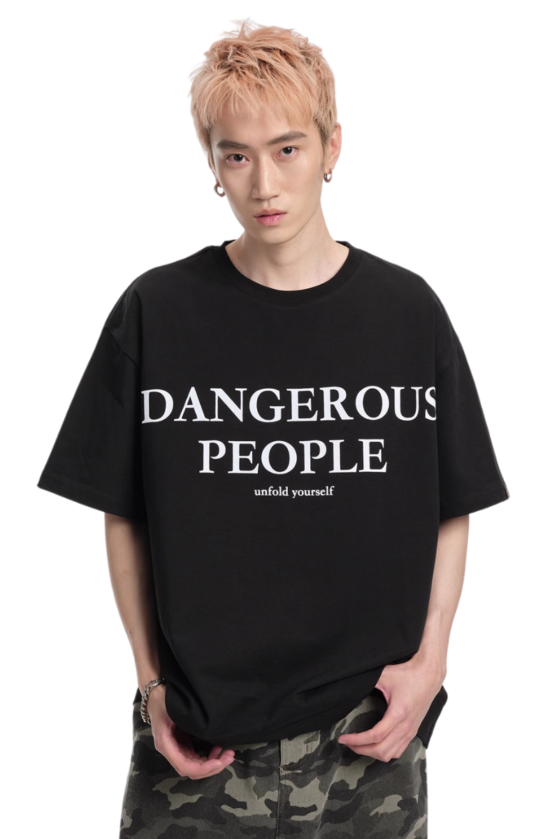 Dangerous People Elegant Font Logo Tee