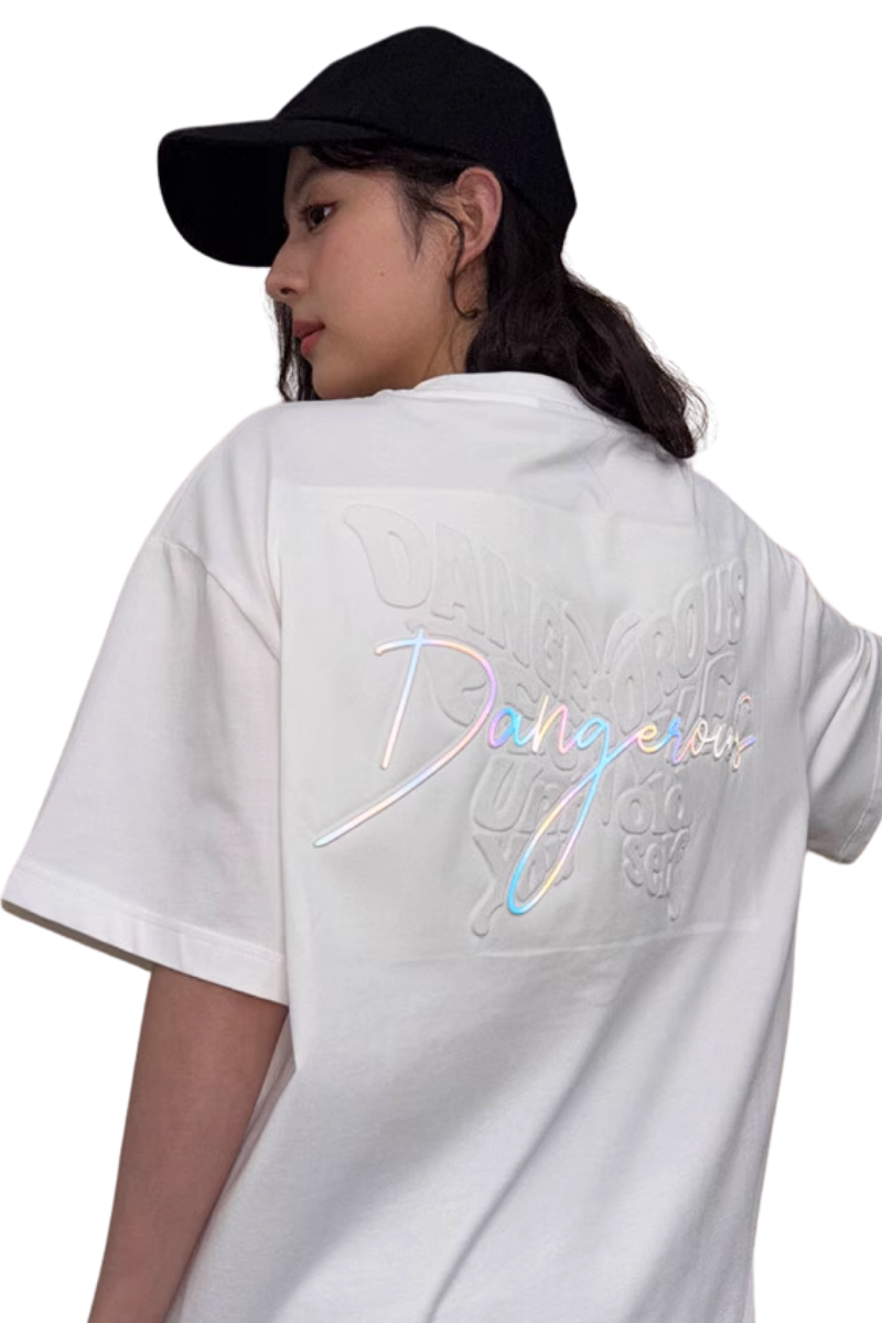 Dangerous People Embossed Butterfly Reflective Print Tee