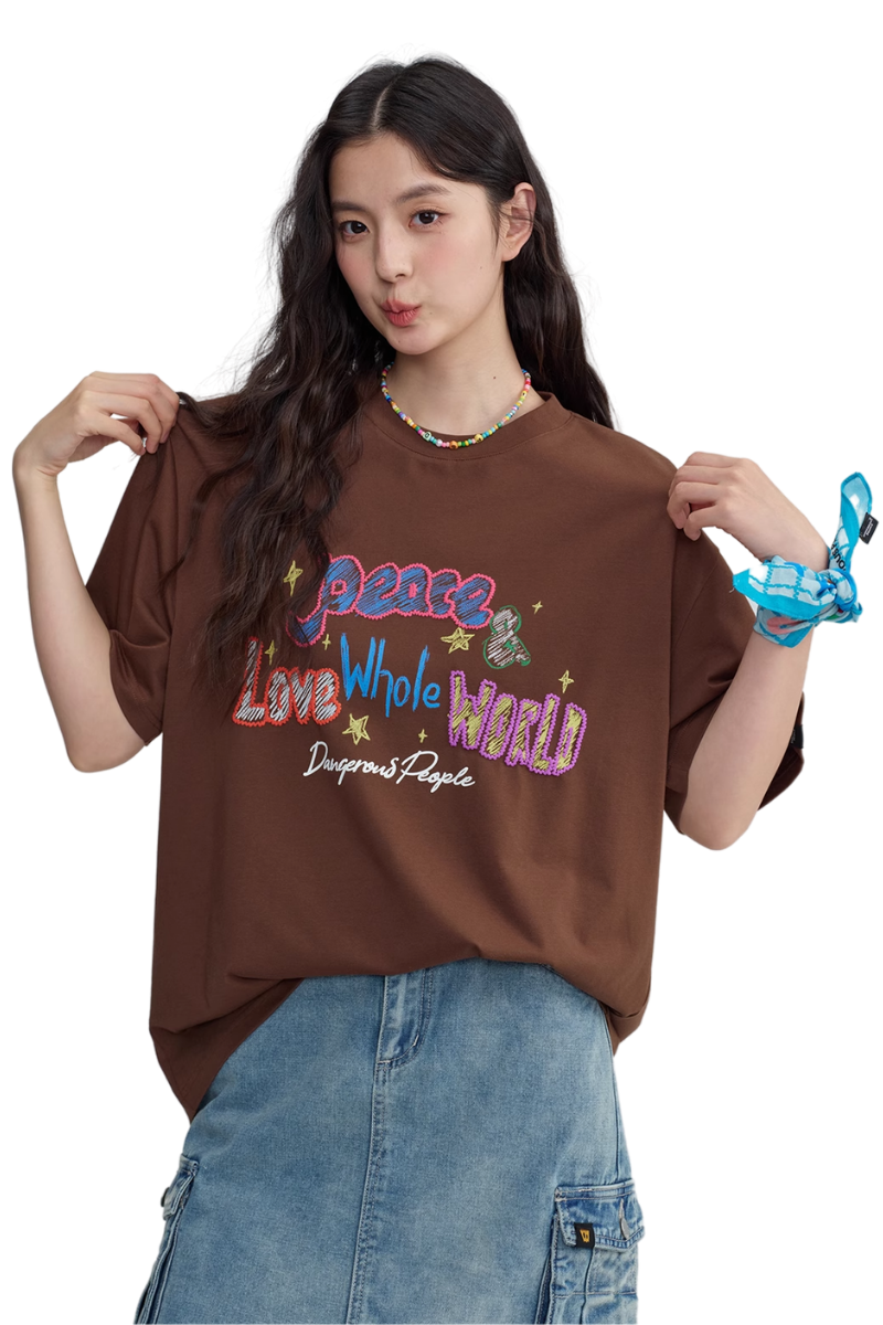 Dangerous People Embroidery Letters Graffiti Tee
