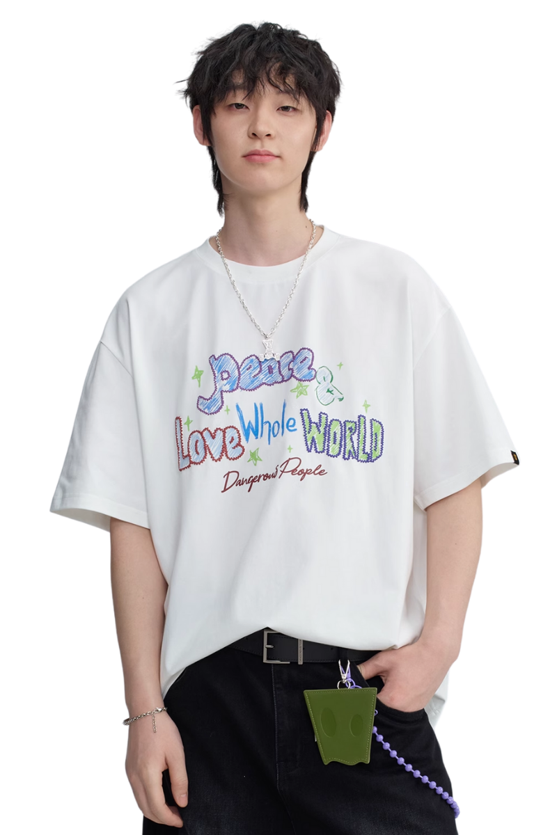 Dangerous People Embroidery Letters Graffiti Tee