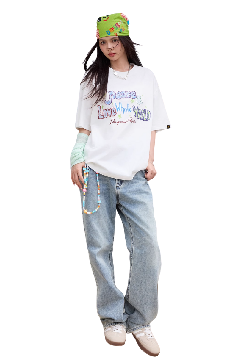 Dangerous People Embroidery Letters Graffiti Tee