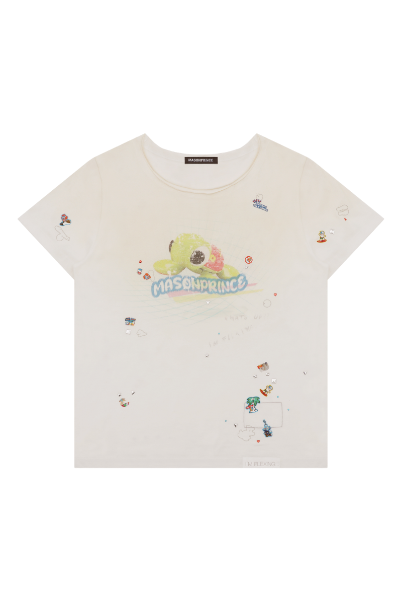 Masonprince Sticker Rhinestone Short-Sleeve T-Shirt