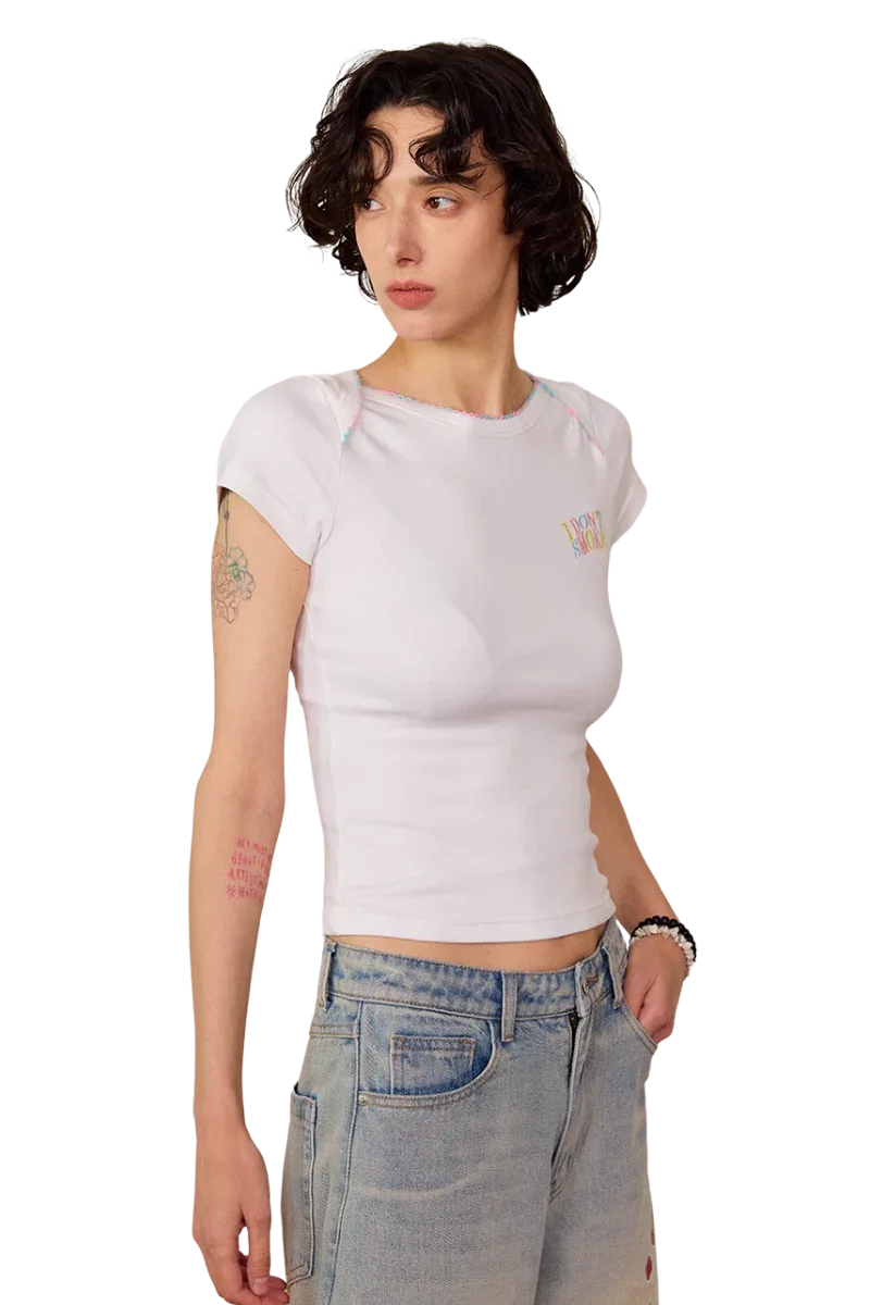 IDontSmoke Envelope Collar Ladies Tee