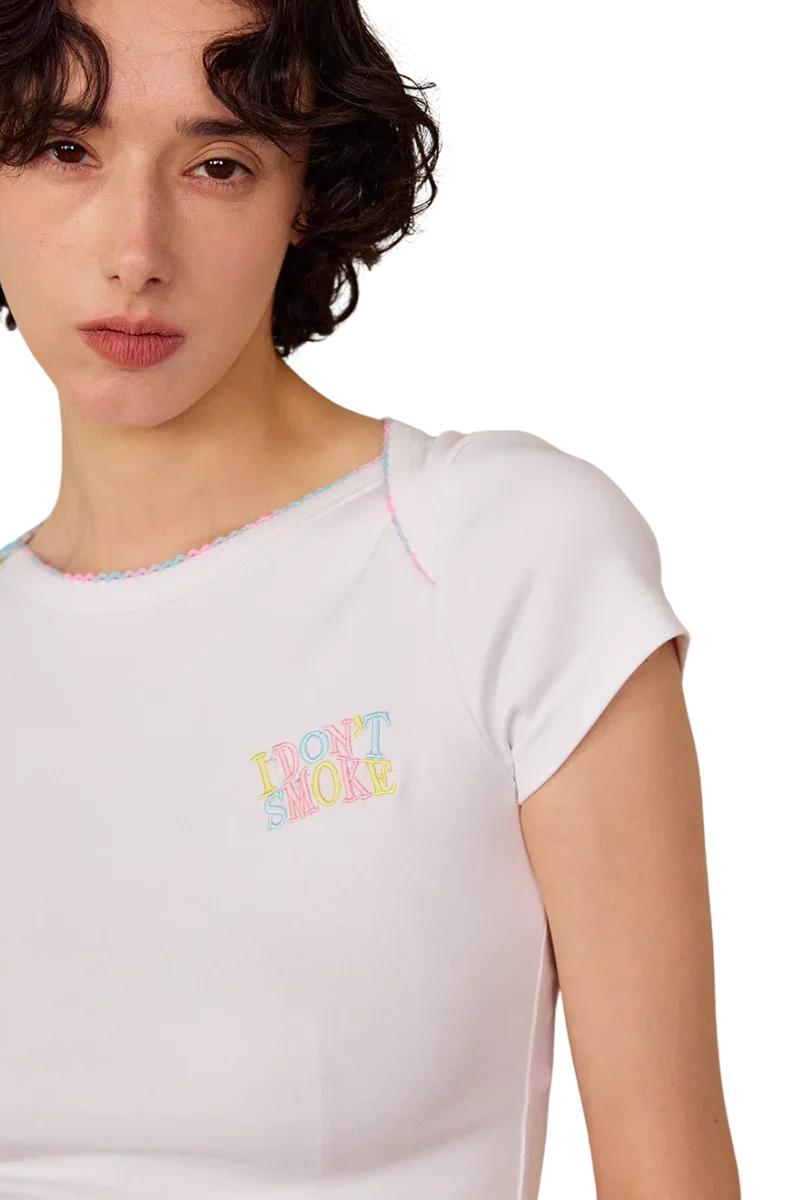 IDontSmoke Envelope Collar Ladies Tee
