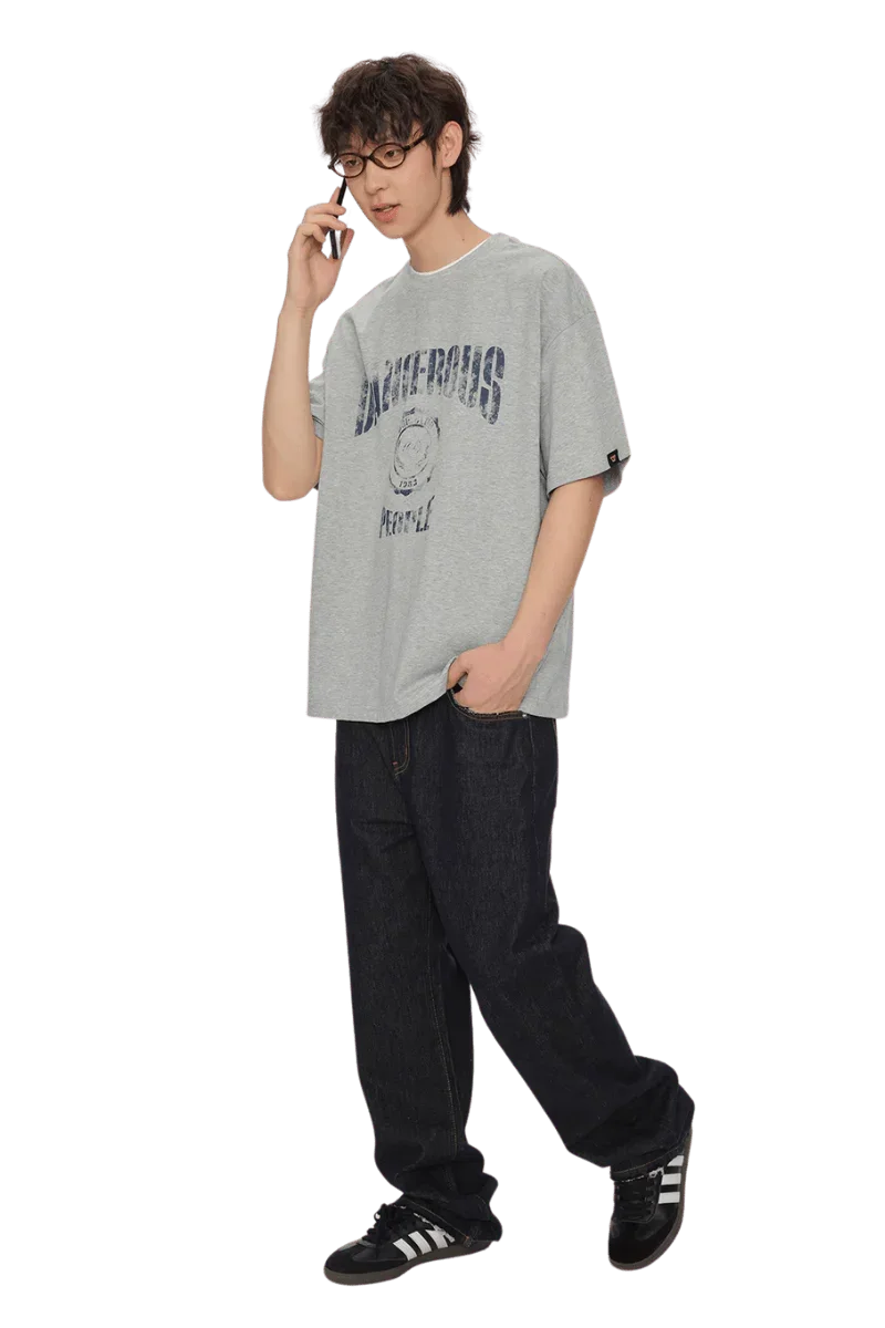 Dangerous People Faded College Tee - ShaLaoBan
