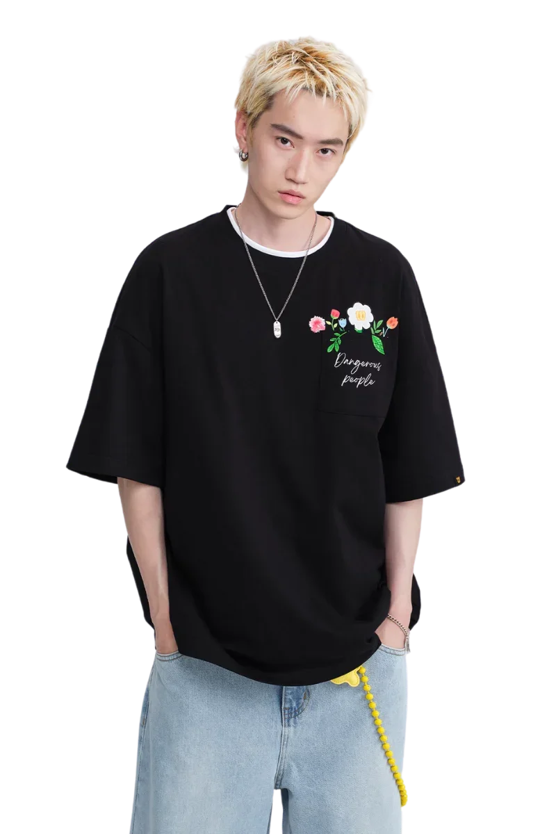 Dangerous People Floral Letter Pocket Tee