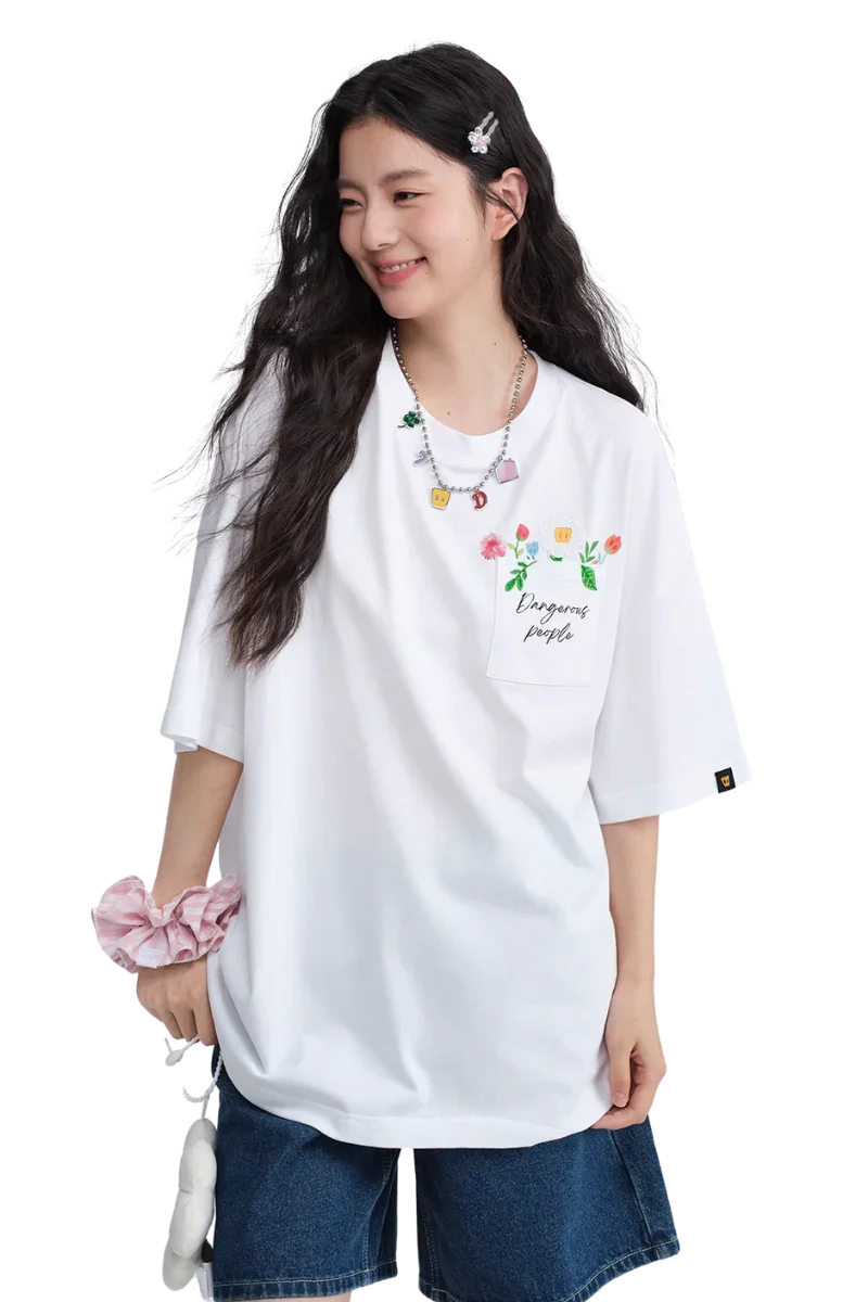 Dangerous People Floral Letter Pocket Tee