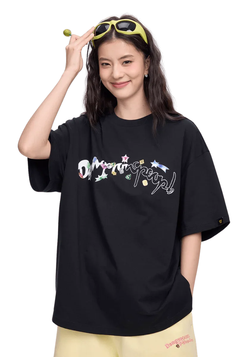 Dangerous People Gemstone Letter Tee - ShaLaoBan