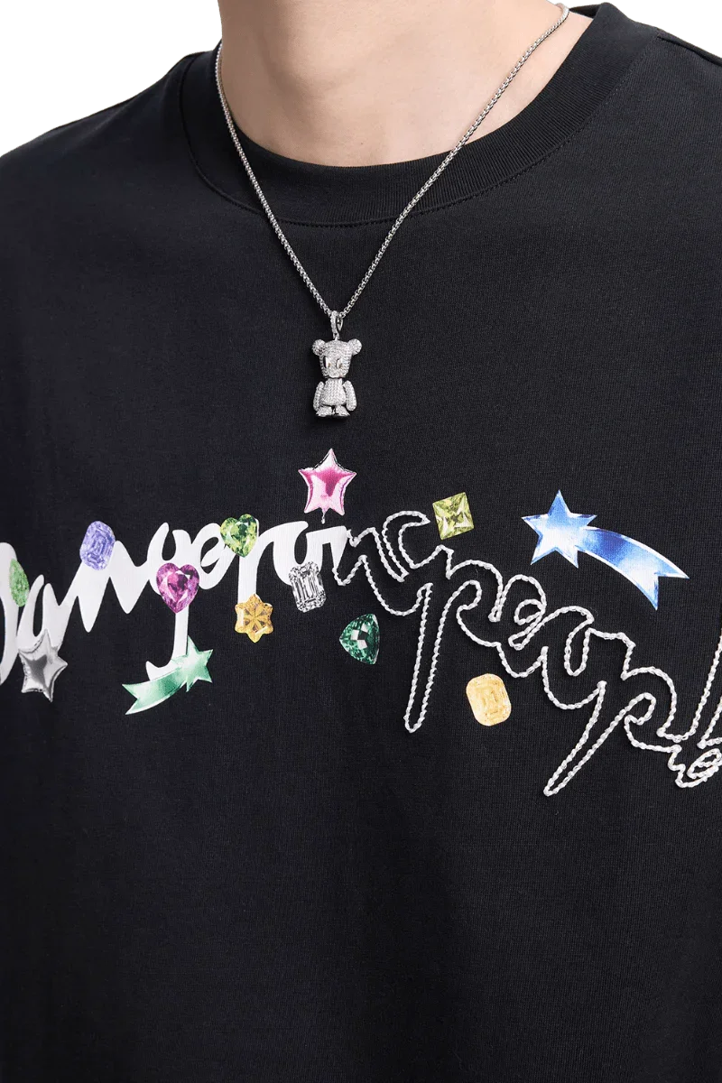 Dangerous People Gemstone Letter Tee - ShaLaoBan