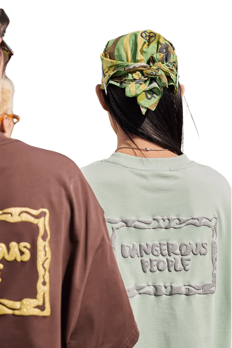 Dangerous People Glitter Embossed Tee - ShaLaoBan