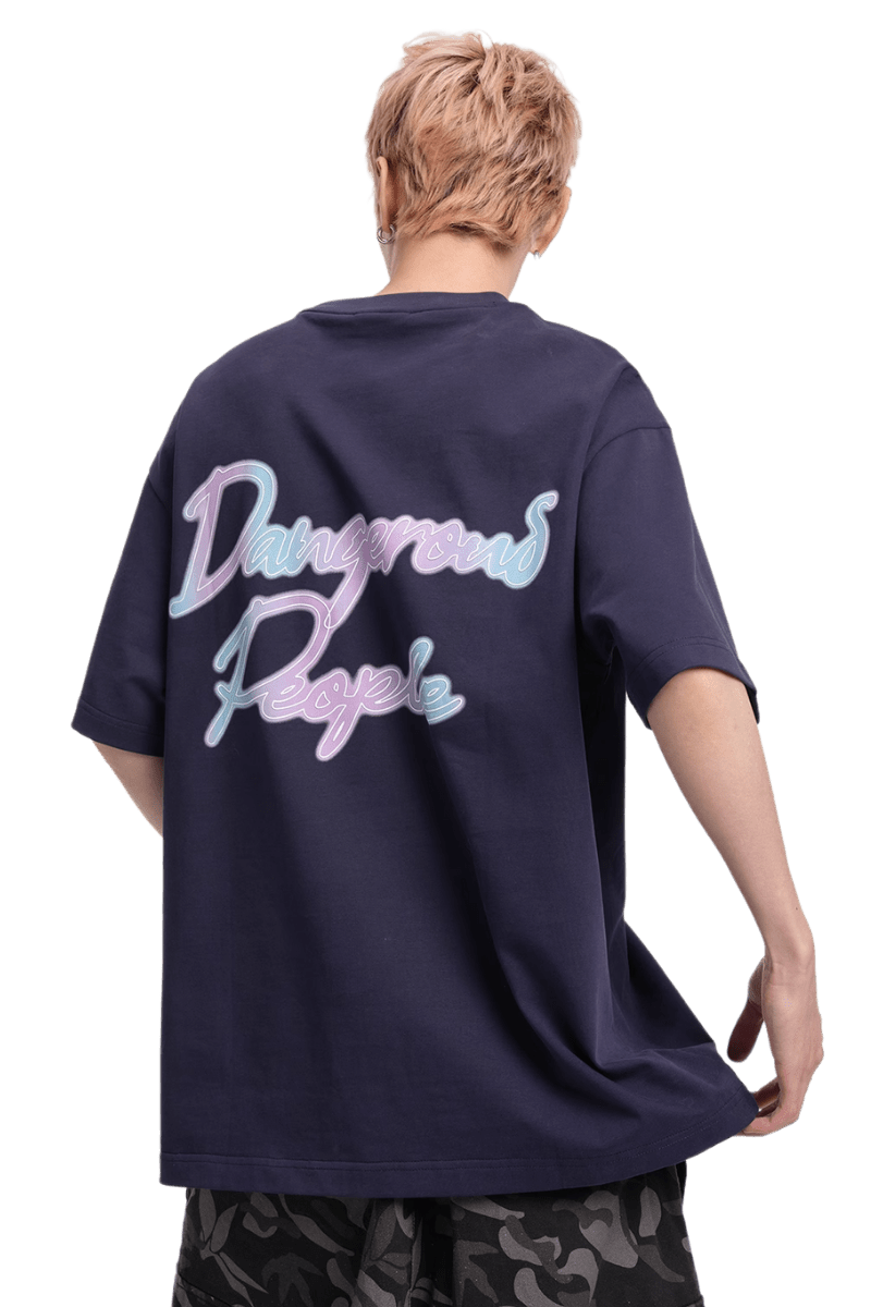 Dangerous People Gradient Outline Back Print Tee - ShaLaoBan