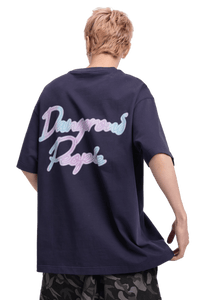 Dangerous People Gradient Outline Back Print Tee - ShaLaoBan