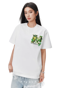 MEDM SS25 Green Floral Embroidery Tee