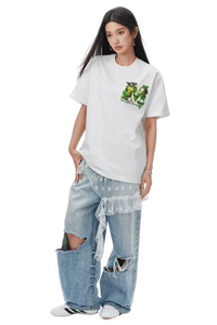 MEDM SS25 Green Floral Embroidery Tee