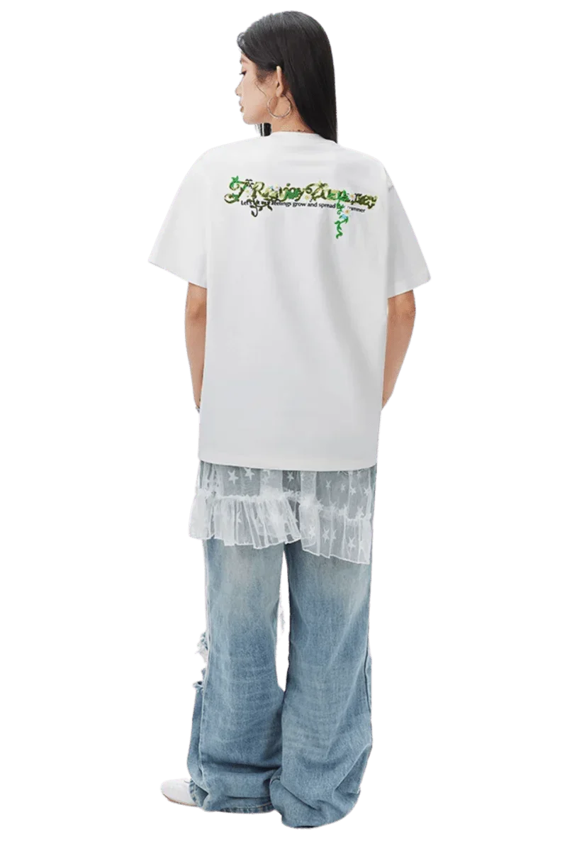 MEDM SS25 Green Floral Embroidery Tee