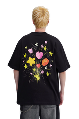 Dangerous People Heart Fireworks Grafitti Tee